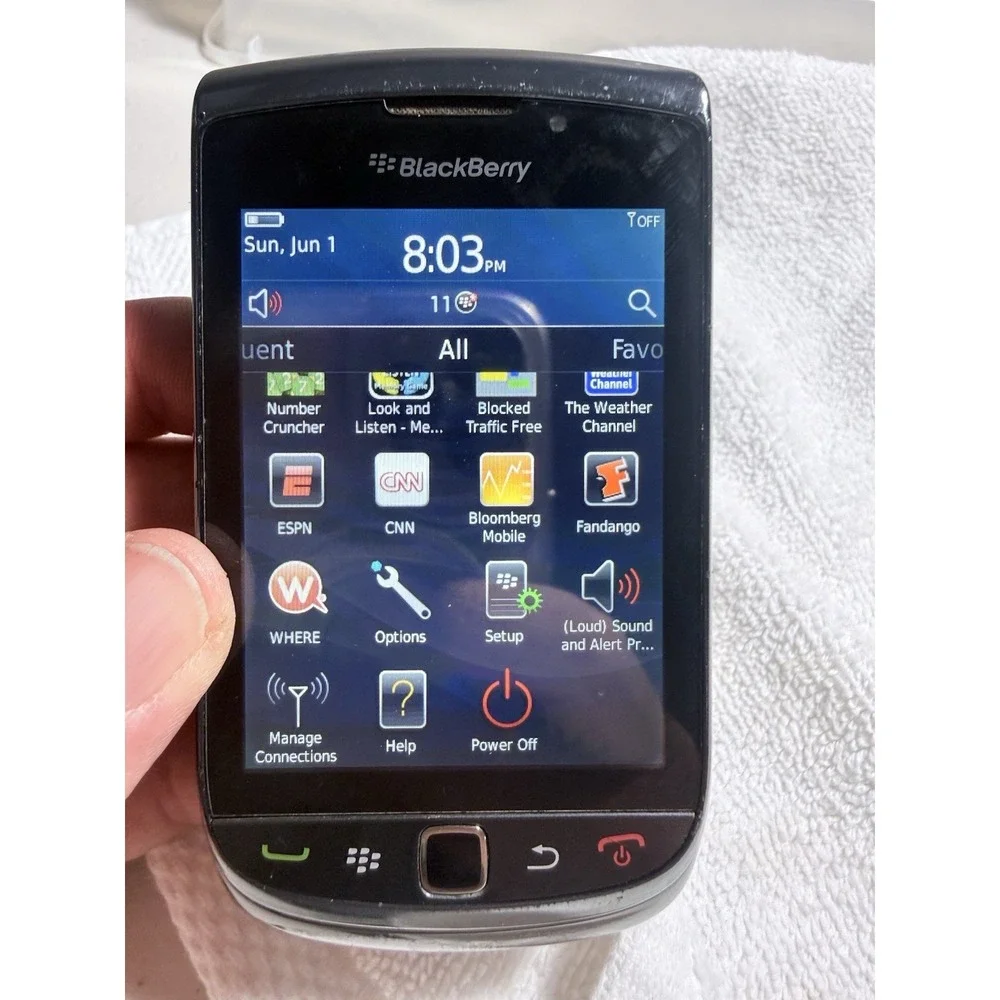 BlackBerry 9800 Torch AT&T Slider Smartphone 3G – Powers On SIM Card No SD Card